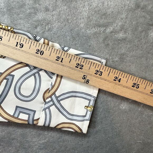 J. McLaughlin Top Womens Small Silk Geometric Long Sleeve Collared Blouse Button - Picture 9 of 9